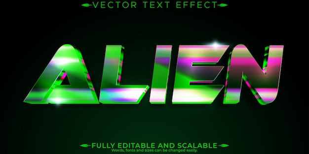 Free vector alien metallic text effect editable scary and evil text style