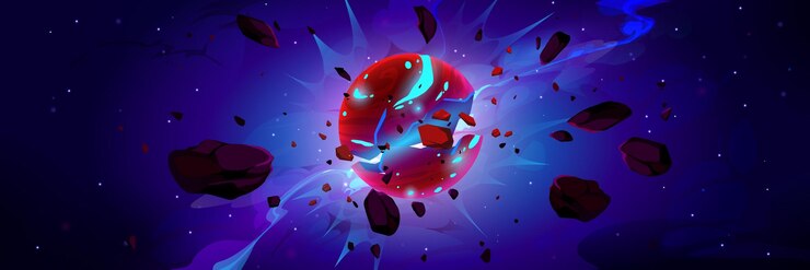 Free Vector alien planet explode in space futuristic landscape