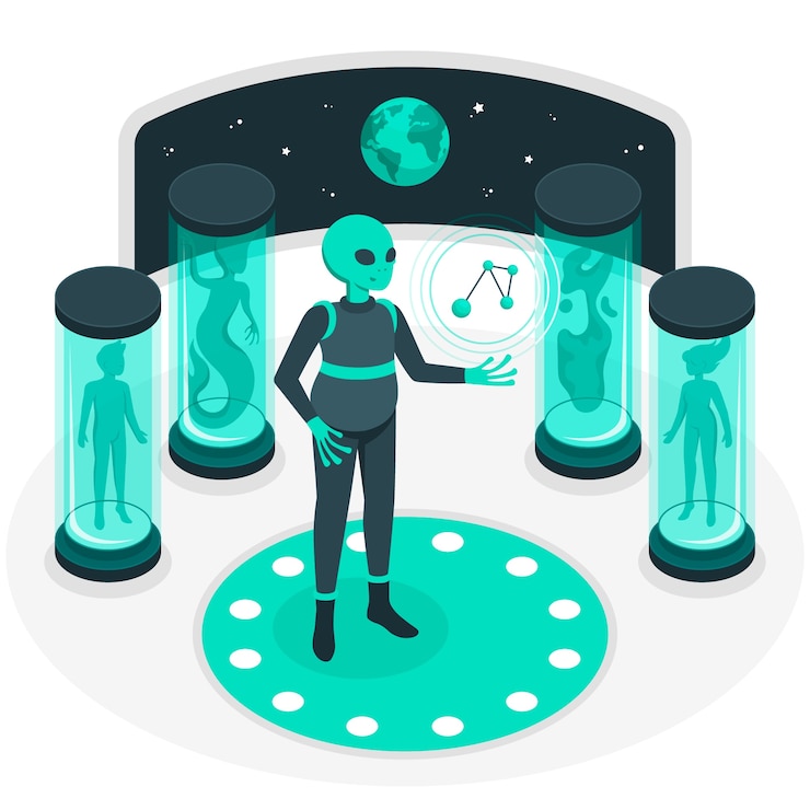 Free Vector alien science concept illustration