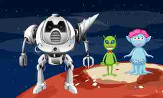 Free vector an alien in the space scene