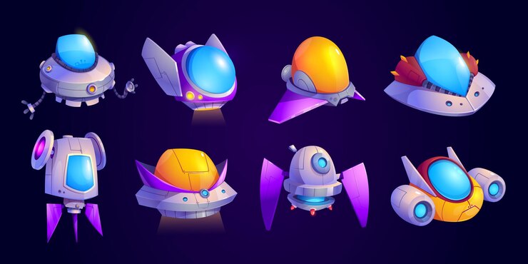 Free Vector alien space ship cartoon game vector icon set