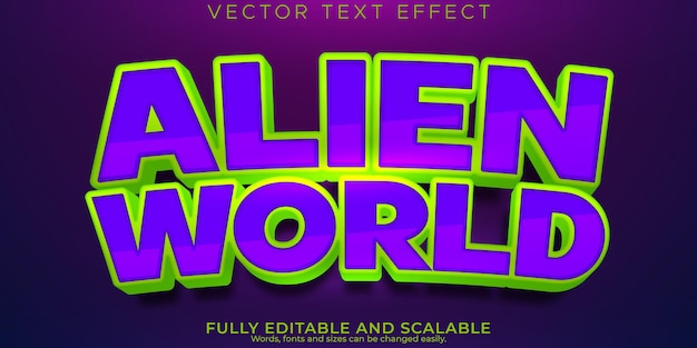 Alien space text effect editable planet and ufo text style