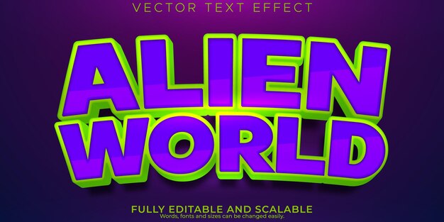 외계인 공간 텍스트 효과 편집 가능한 행성 및 ufo 텍스트 스타일