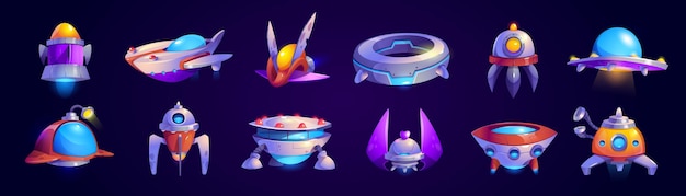 Free vector alien spaceship ufo game icons vector set