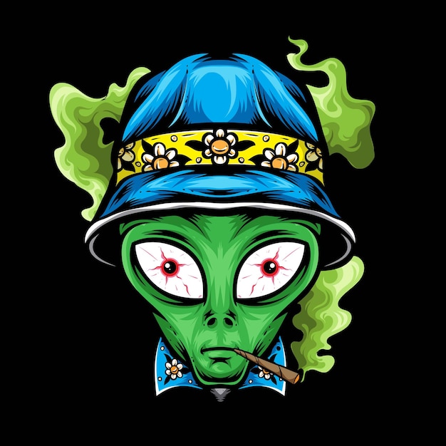 Free vector alien wearing bucket hat vector