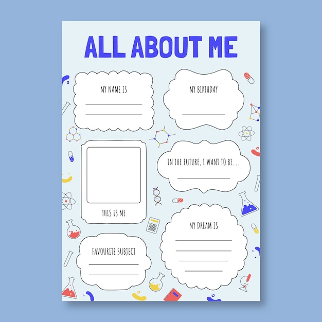 All about me invitation design template