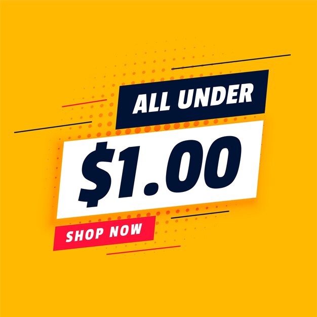 All under dollar one shopping sale banner 