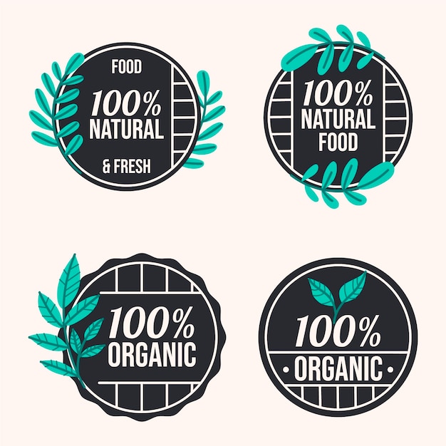 Free vector all natural badge collection