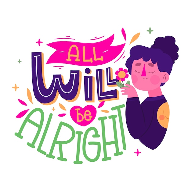 Free vector all will be alright lettering
