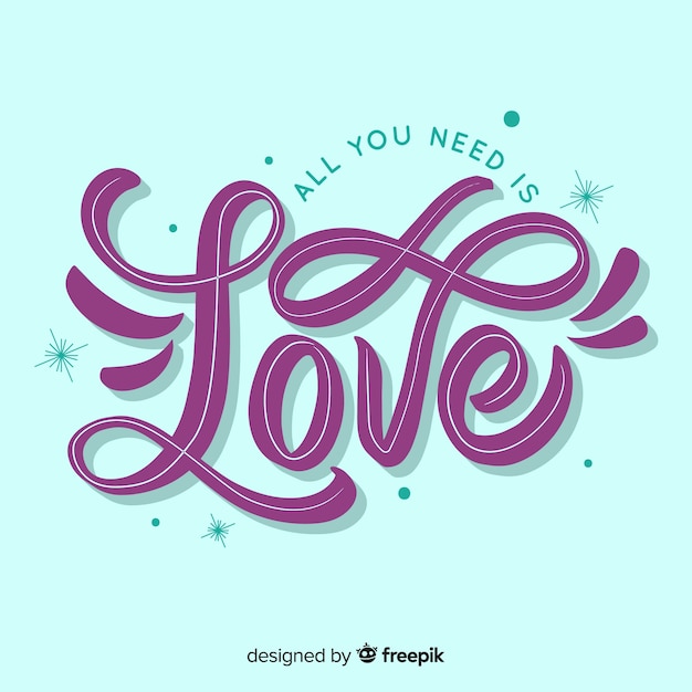 Free vector all you need is love lettering