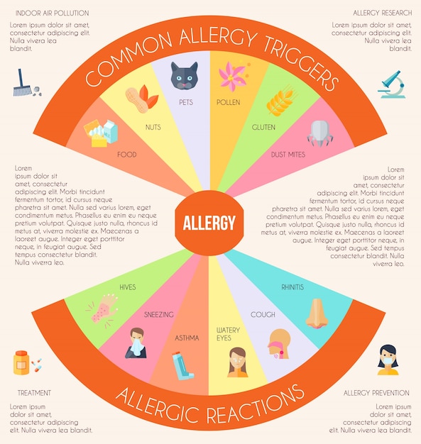 Free vector allergy infographics set