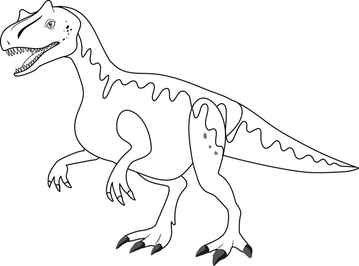 無料Vector 白い背景のアロサウルス恐竜落書きアウトライン