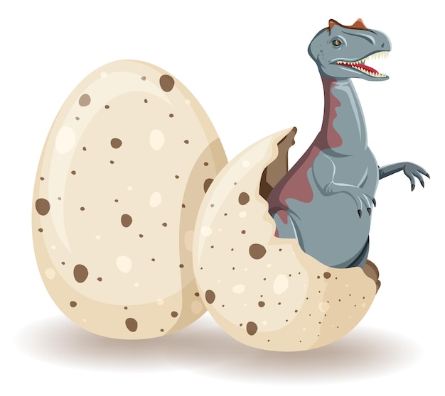 Free vector allosaurus hatching from egg