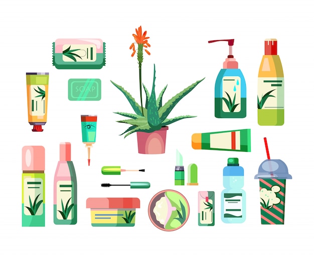 Free vector aloe products set