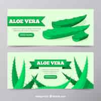 Free vector aloe vera leaf banners