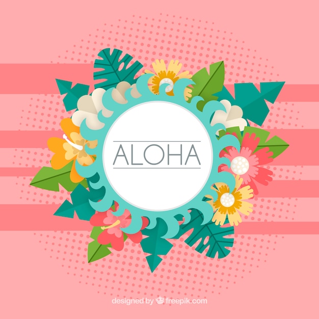 Free vector aloha background with floral ring