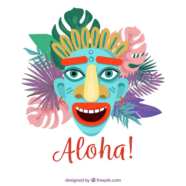 Aloha background with nice tiki mask