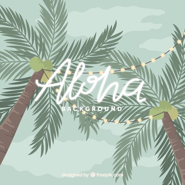 Aloha background with palm trees