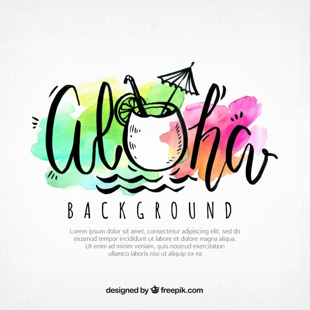 Aloha background with watercolor stains