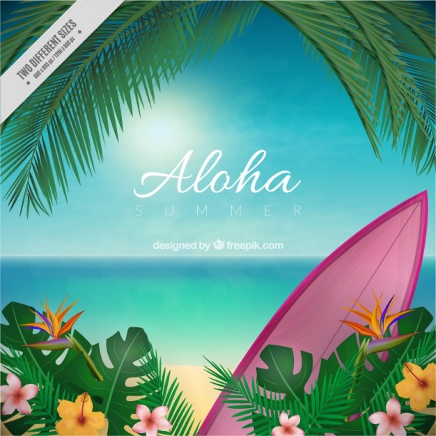 Бесплатное векторное изображение aloha размытым фоном