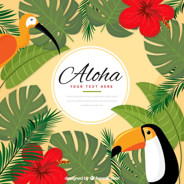 Free vector aloha exotic birds background