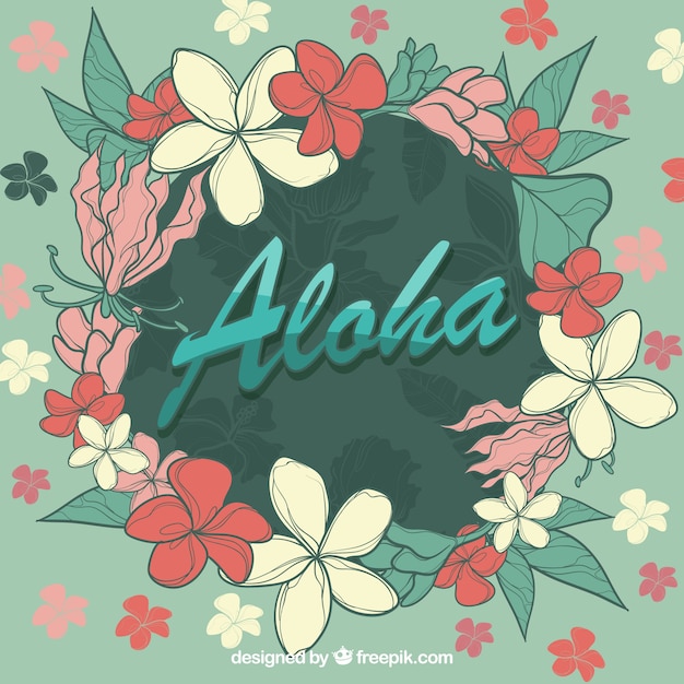 Aloha flowers circle background 