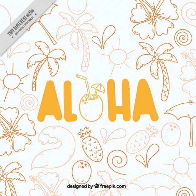 Aloha, hand drawn background