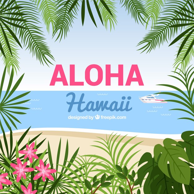 Aloha with tropical nature background 