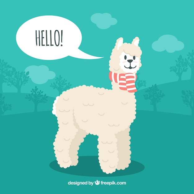 Alpaca background with speech bubble