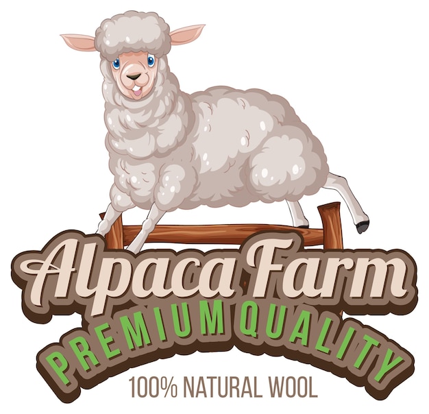 Free vector alpaca farm logo for wool products