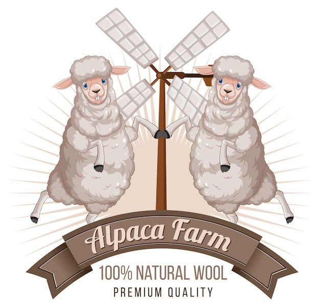 Vettore gratuito logo della fattoria di alpaca per prodotti in lana