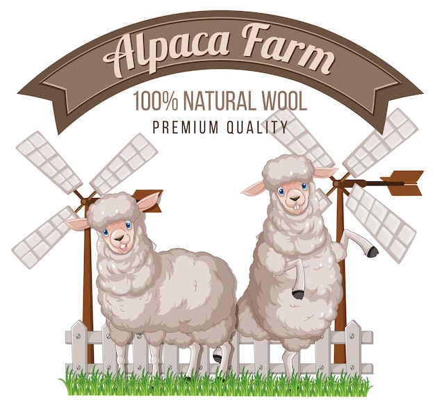 Vettore gratuito logo della fattoria di alpaca per prodotti in lana