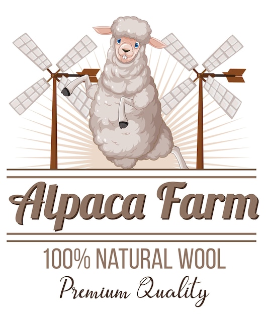 Free vector alpaca farm logo for wool products