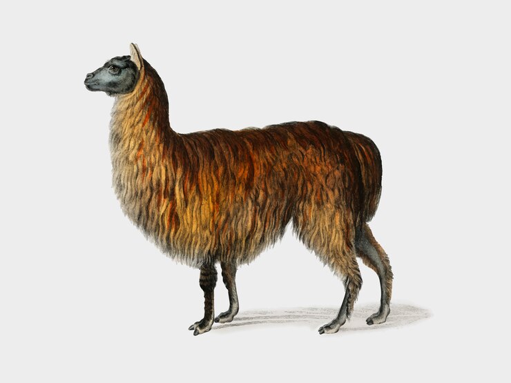 Free Vector alpaca (vicugna pacos) illustrated by charles dessalines d'orbigny (1806-1876).