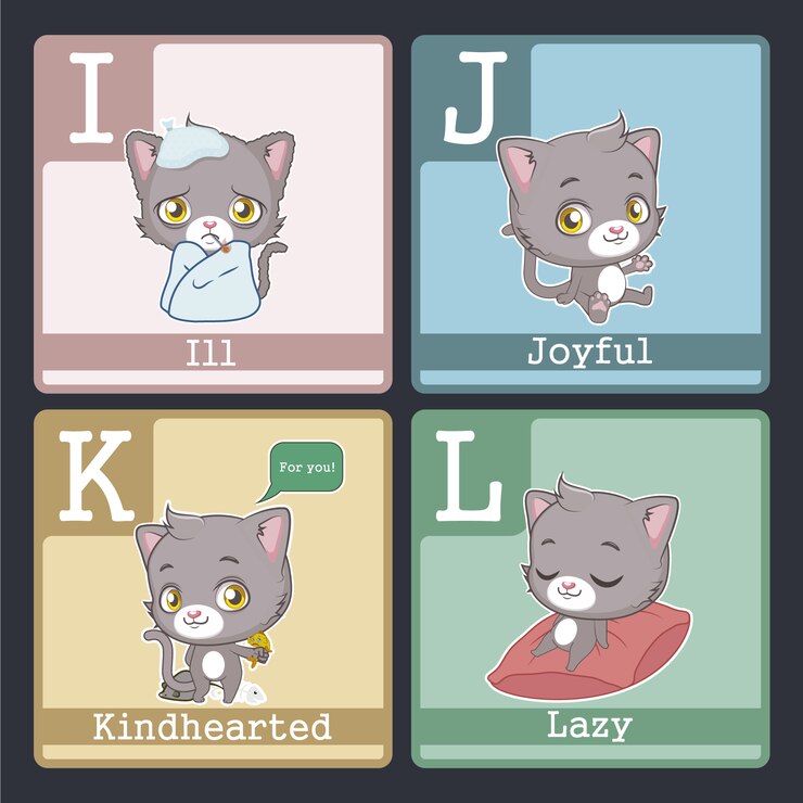 Free Vector alphabet card with animals design from i to l