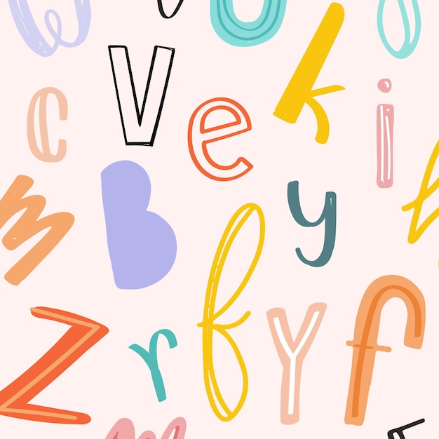 Free vector alphabet doodle typography vector background