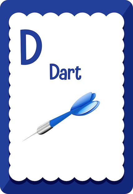 Vettore gratuito flashcard alfabeto con lettera d per dart