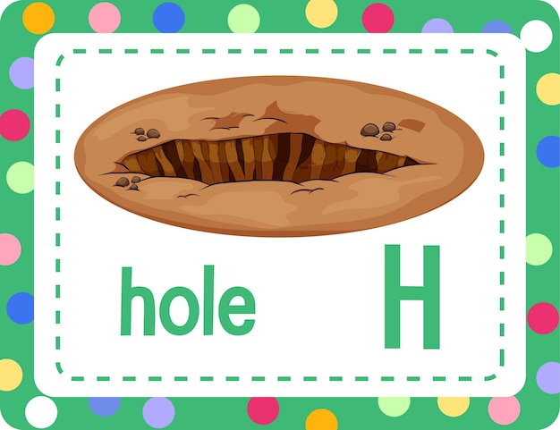 Free vector alphabet flashcard with letter h for hole