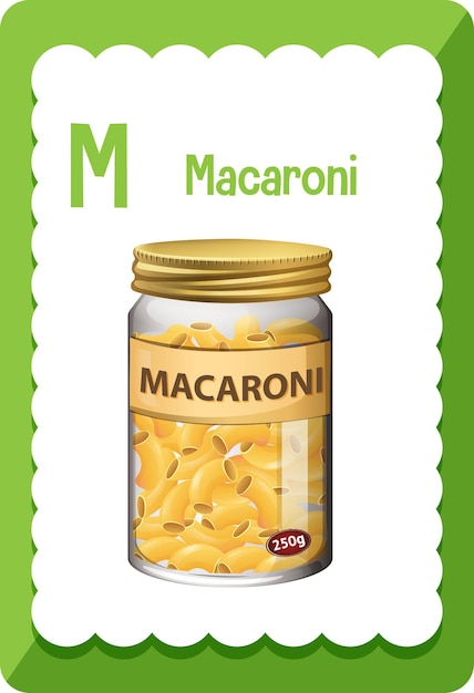 Карточка с алфавитом и буквой M для макарон