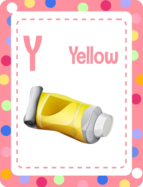 黄色の文字yのアルファベットのフラッシュカード