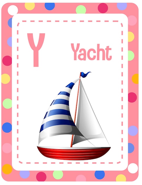 Free vector alphabet flashcard with letter y for yacht