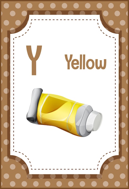 Alphabet flashcard with letter y and yellow