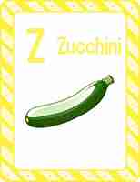 Бесплатное векторное изображение Карточка с алфавитом и буквой z для цукини