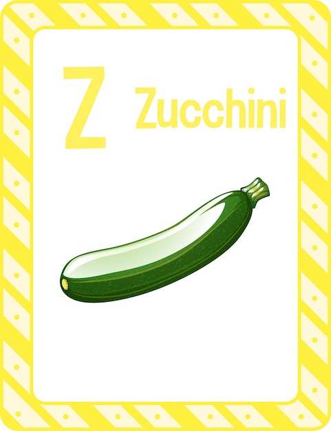 Flashcard dell'alfabeto con la lettera z per le zucchine