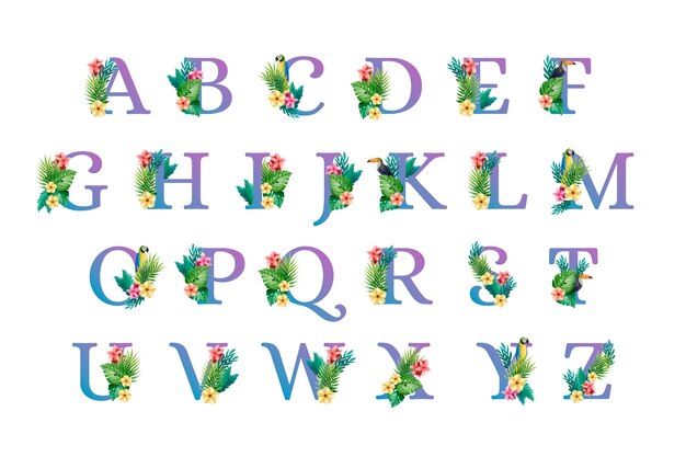 Алфавит шрифт прописные буквы с цветами
