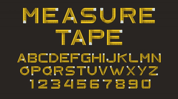 Alphabet from yellow measure tape