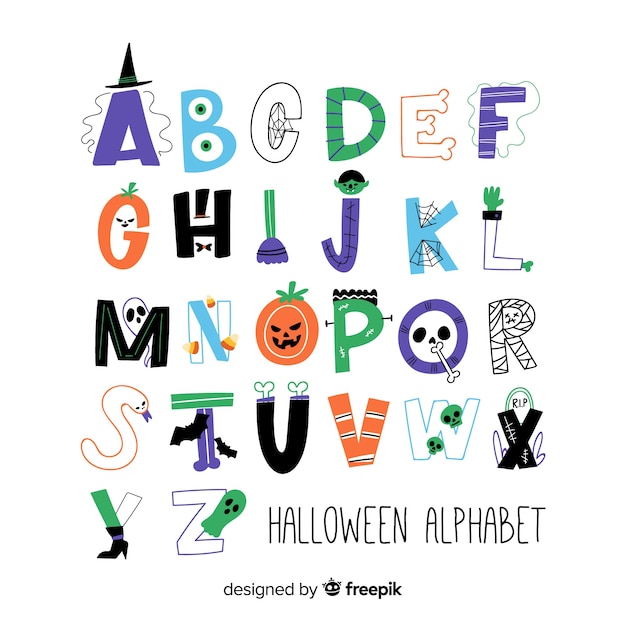 Free vector alphabet of hand-drawn colors