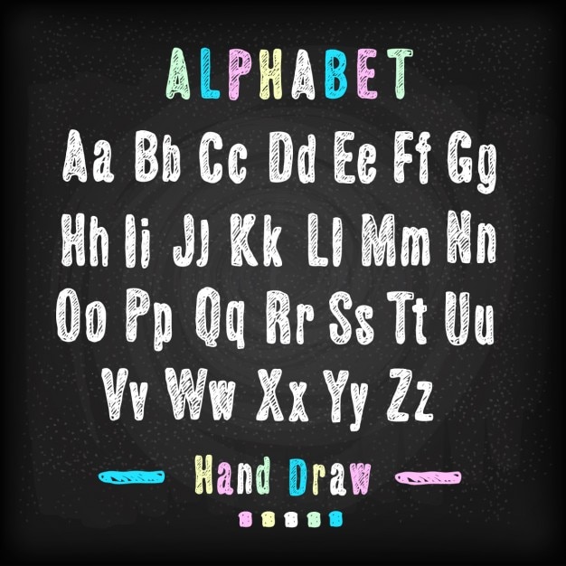 Alphabet hand drawn with chalk