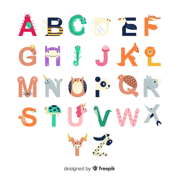 Free vector alphabet letter shapes with animals