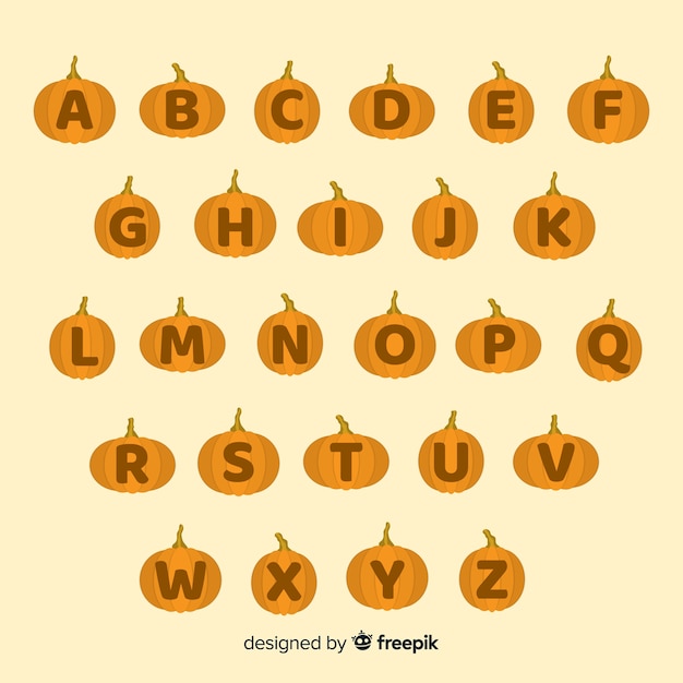 Буквы алфавита вырезанные в тыквах